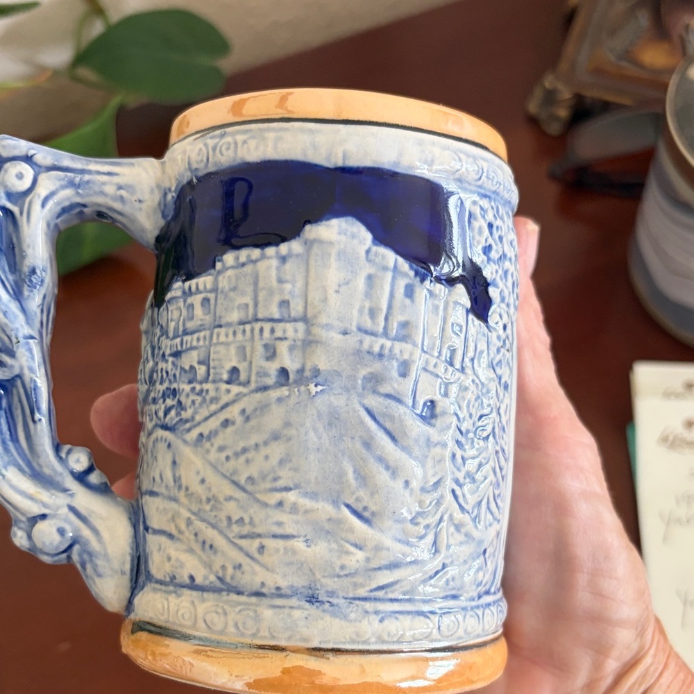Vintage Sacramento Ceramic Decorative Stein - Blue and Cream Home Art - Picture 4 of 4